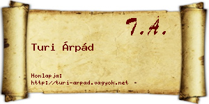 Turi Árpád névjegykártya